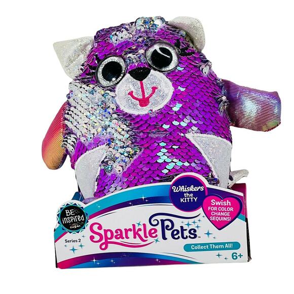Sparkle Pets Whiskers the Kitty Plush Toy Color Change Sequins 6 inch Series 2 - Picture 2 of 13